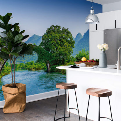 A.S. Création Vlies Fototapete Landschaft Bridge Crosses A River DD118896 Berge