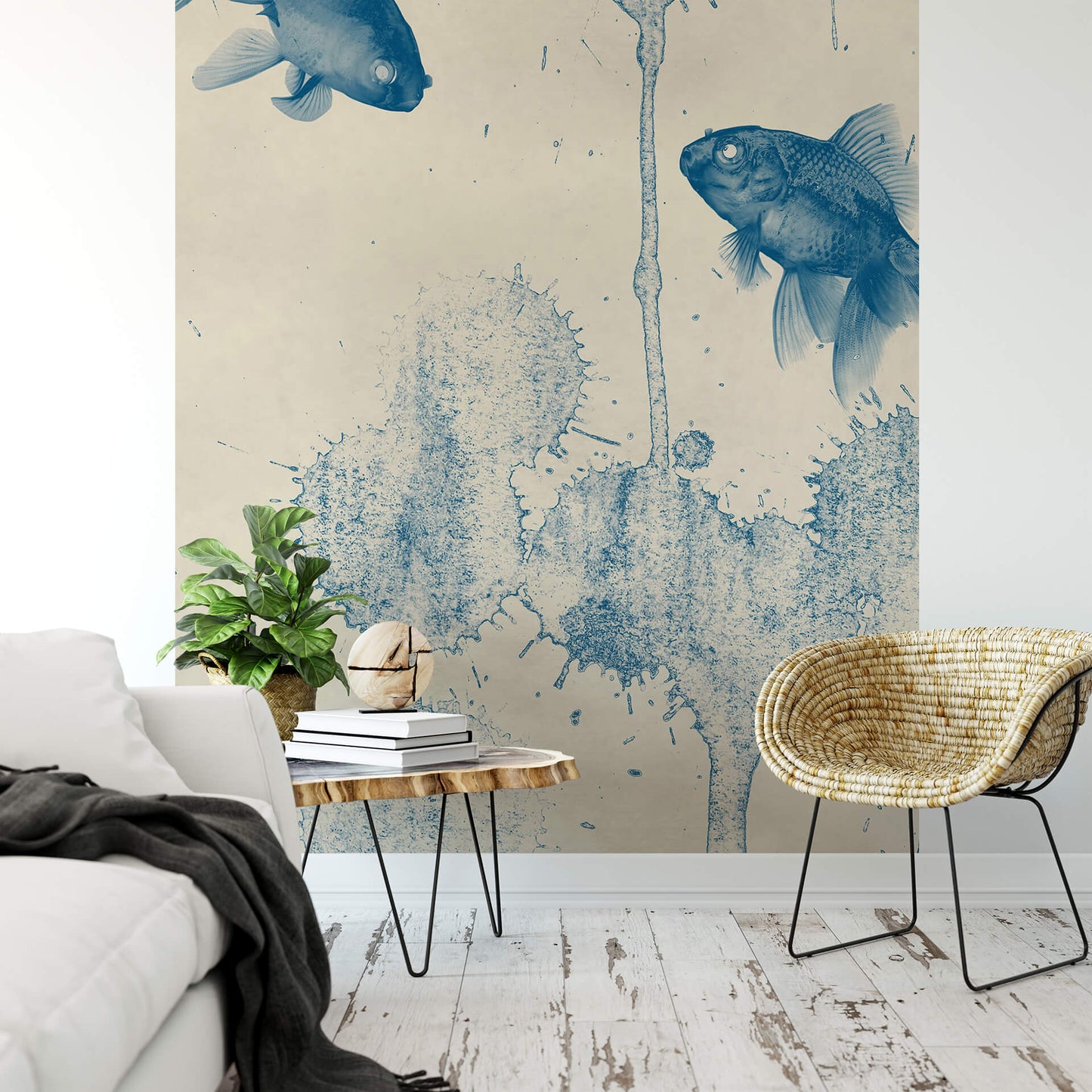 A.S. Création Vlies Fototapete Unterwasser Blau Blue Fish DD119134 Tiere Tapete