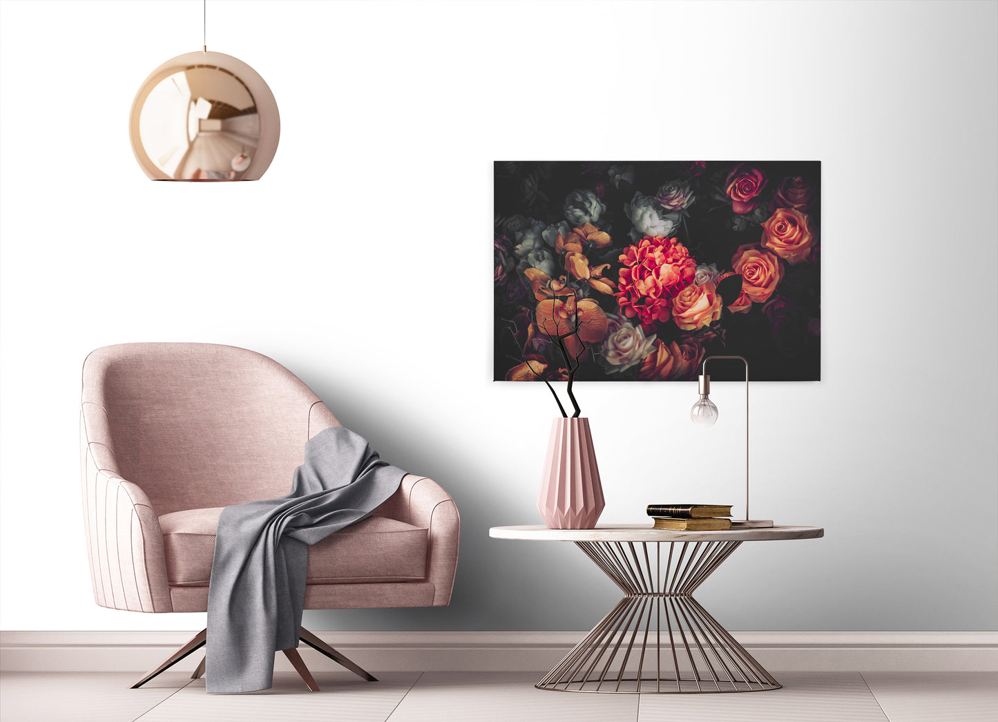 Blumen Leinwandbild Rot Schwarz 90x60 DD120251 Keilrahmen Wandbild Leinwand