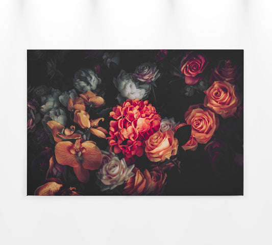 Blumen Leinwandbild Rot Schwarz 90x60 DD120251 Keilrahmen Wandbild Leinwand