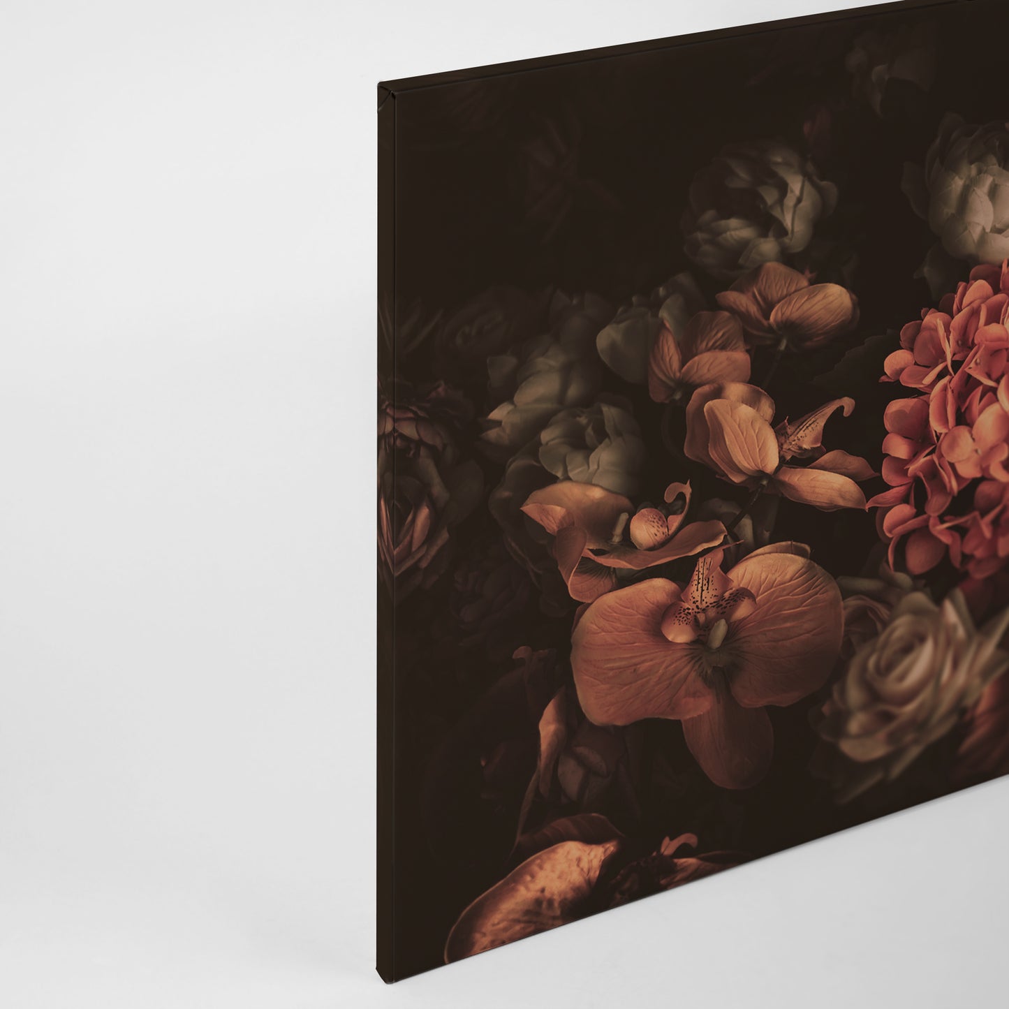 Blumen Rosen Leinwandbild Orange Schwarz 90x60 DD120252 Keilrahmenbild Wandbild