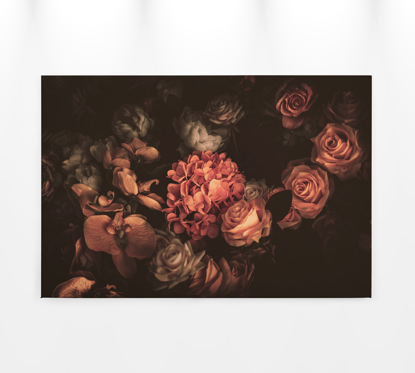 Blumen Rosen Leinwandbild Orange Schwarz 90x60 DD120252 Keilrahmenbild Wandbild