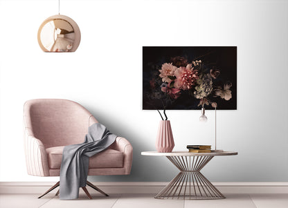 Blume Leinwandbild Rosa Schwarz 90x60 DD120253 Keilrahmenbild Leinwand Rosen