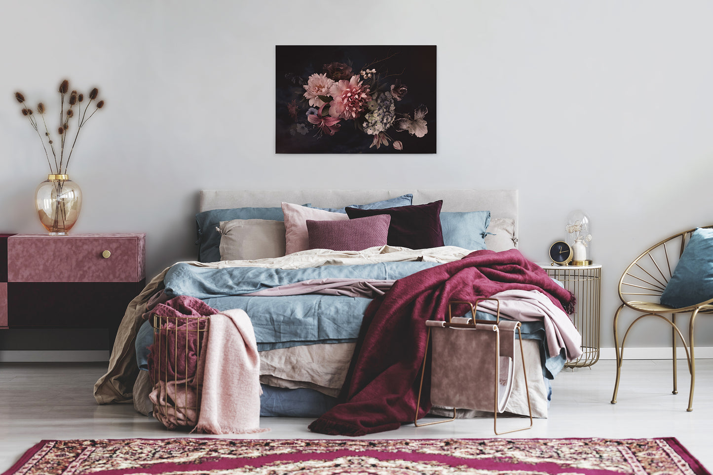 Blume Leinwandbild Rosa Schwarz 90x60 DD120253 Keilrahmenbild Leinwand Rosen
