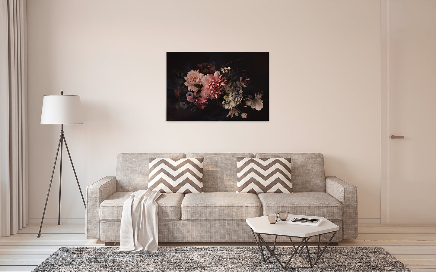 Blume Leinwandbild Rosa Schwarz 90x60 DD120253 Keilrahmenbild Leinwand Rosen