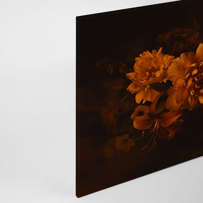 Blume Leinwandbild Orange Schwarz 90x60 DD120254 Keilrahmenbild Wandbild Floral
