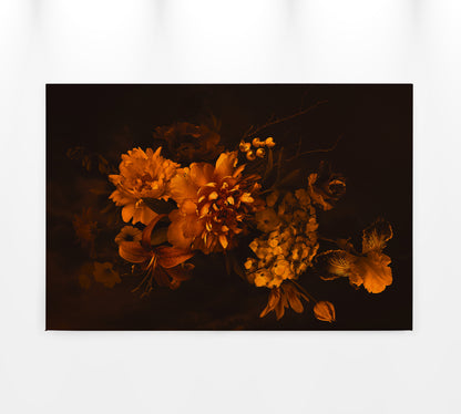 Blume Leinwandbild Orange Schwarz 90x60 DD120254 Keilrahmenbild Wandbild Floral