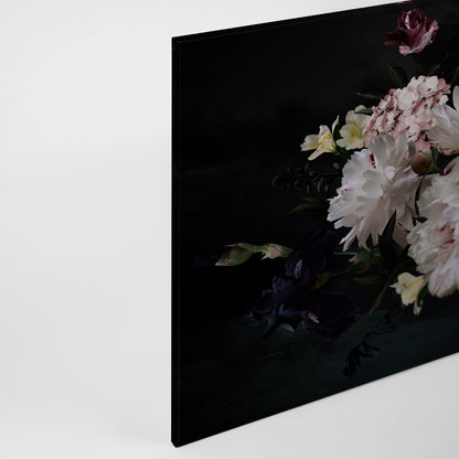 Blumen Leinwandbild Weiß Schwarz 90x60 DD120255 Wohnzimmer Wandbild Floral