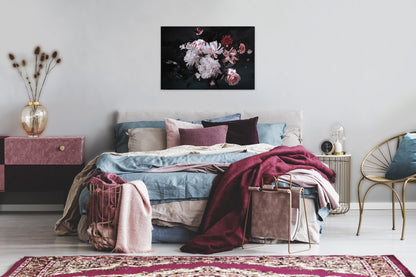 Leinwandbild Blume Schwarz Weiß 90x60 DD120256 Wandbild Floral Keilrahmen