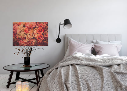 Rosen Leinwandbild Rot Orange 90x60 DD120258 Floral Wandbild Rot Wohnzimmer