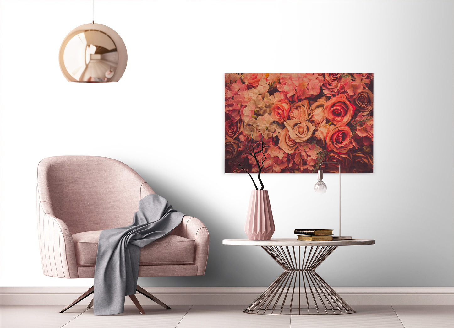 Rosen Leinwandbild Rot Orange 90x60 DD120258 Floral Wandbild Rot Wohnzimmer
