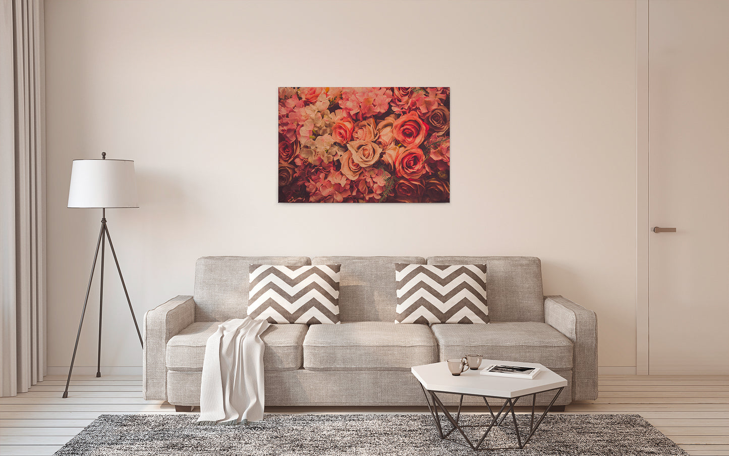 Rosen Leinwandbild Rot Orange 90x60 DD120258 Floral Wandbild Rot Wohnzimmer