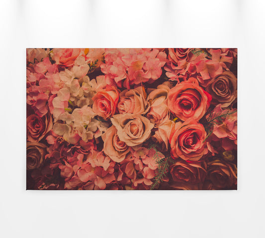Rosen Leinwandbild Rot Orange 90x60 DD120258 Floral Wandbild Rot Wohnzimmer