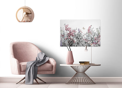 Blumen Leinwandbild Grau Weiß 90x60 DD120259 Keilrahmenbild Floral Leinwand