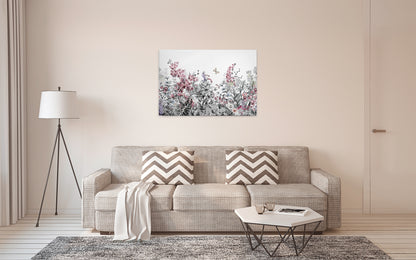 Blumen Leinwandbild Grau Weiß 90x60 DD120259 Keilrahmenbild Floral Leinwand