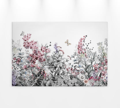 Blumen Leinwandbild Grau Weiß 90x60 DD120259 Keilrahmenbild Floral Leinwand