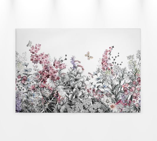 Blumen Leinwandbild Grau Weiß 90x60 DD120259 Keilrahmenbild Floral Leinwand