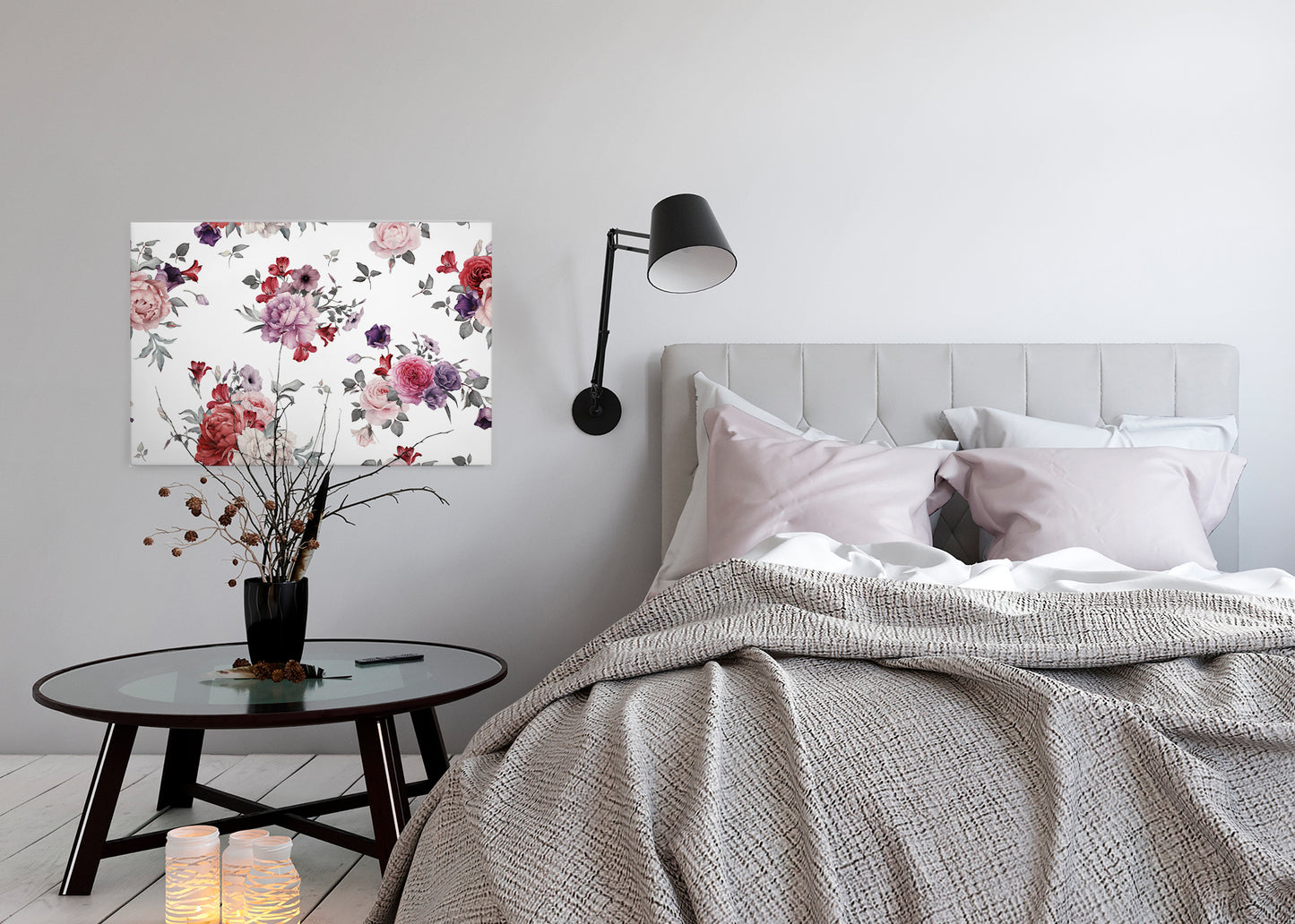 Blume Leinwandbild Rot Weiß 90x60 DD120260 Keilrahmenbild Wandbild Leinwand