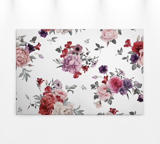 Blume Leinwandbild Rot Weiß 90x60 DD120260 Keilrahmenbild Wandbild Leinwand