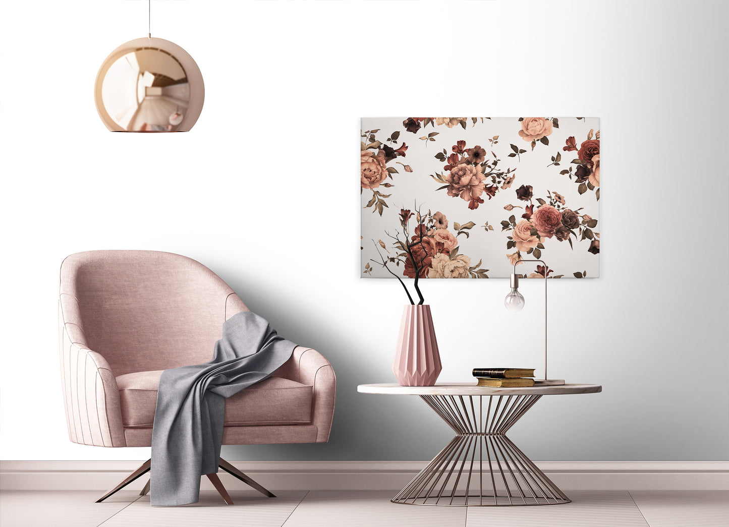 Leinwandbild Blume Beige Weiß 90x60 DD120261 Wandbild Leinwand Floral Natur