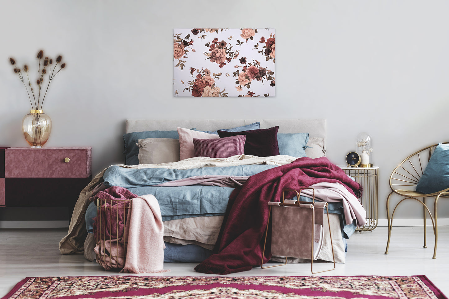 Leinwandbild Blume Beige Weiß 90x60 DD120261 Wandbild Leinwand Floral Natur