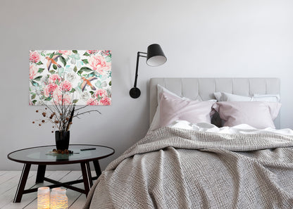 Blumen Leinwandbild Grün Paradies 90x60 DD120263 Wandbild Natur Rosa Leinwand