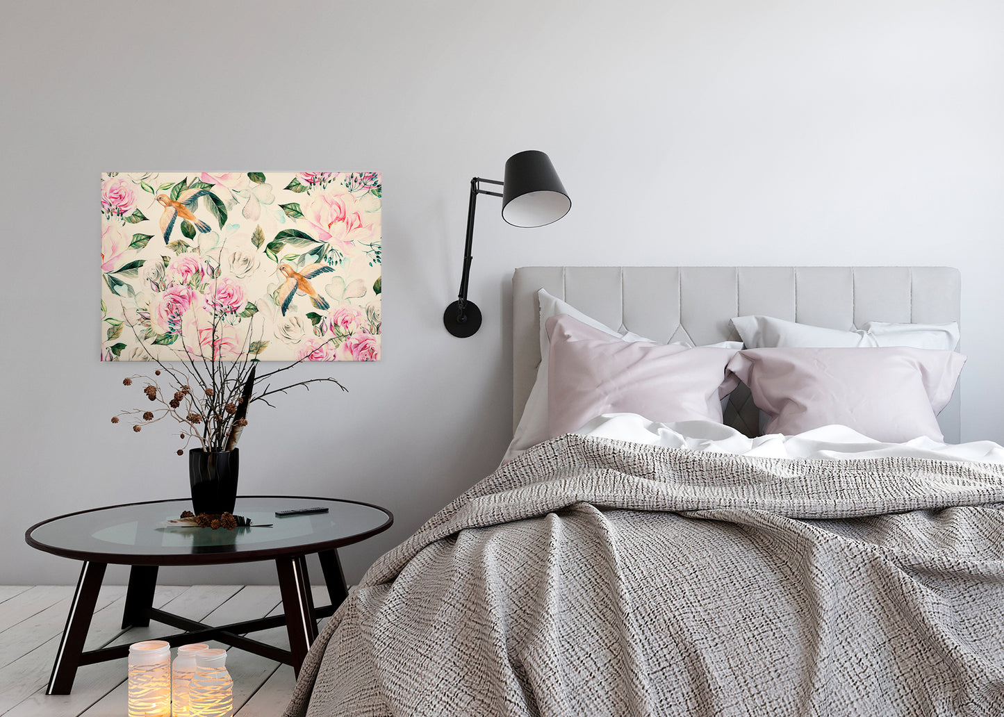 Leinwandbild Blume Beige Rosa 90x60 DD120264 Keilrahmenbild Wandbild Natur