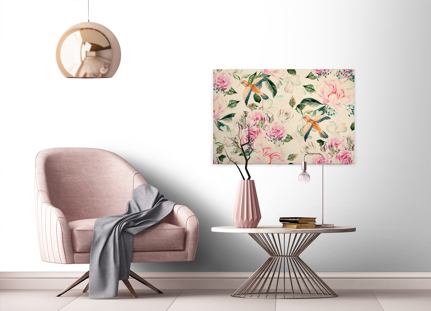 Leinwandbild Blume Beige Rosa 90x60 DD120264 Keilrahmenbild Wandbild Natur