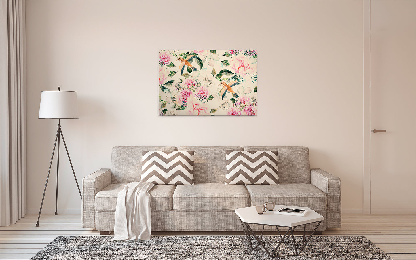 Leinwandbild Blume Beige Rosa 90x60 DD120264 Keilrahmenbild Wandbild Natur