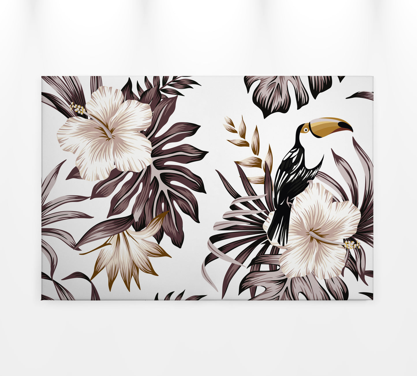 Leinwandbild Blumen Braun Weiß 90x60 DD120268 Keilrahmenbild Vogel Wandbild