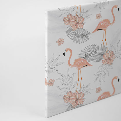 Blumen Leinwandbild Rosa 90x60 DD120270 Keilrahmenbild mit Flamingos Wandbild