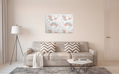 Blumen Leinwandbild Rosa 90x60 DD120270 Keilrahmenbild mit Flamingos Wandbild