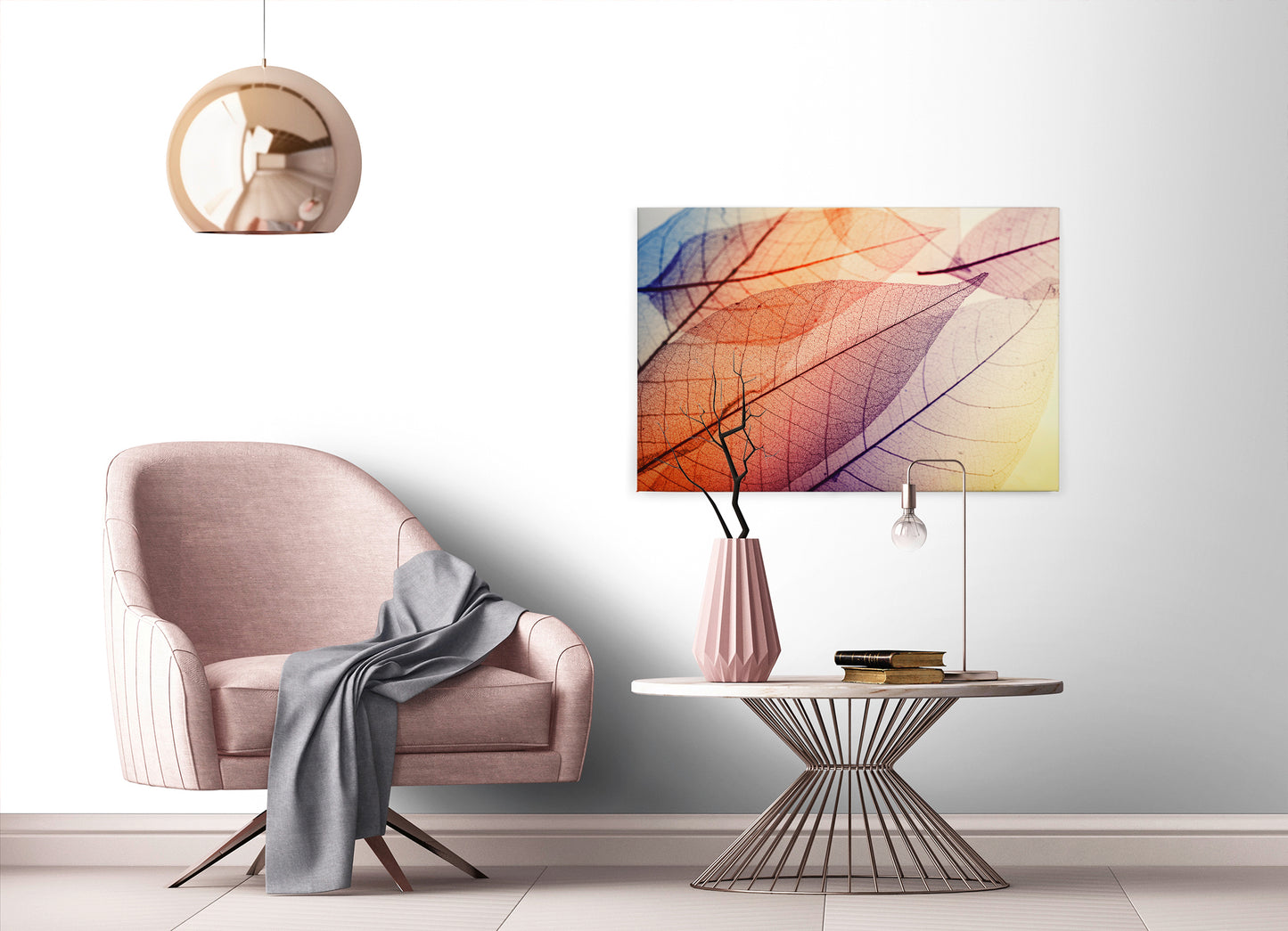 Blätter Leinwandbild Orange 90x60 DD120272 Keilrahmen Wandbild Natur Gelb