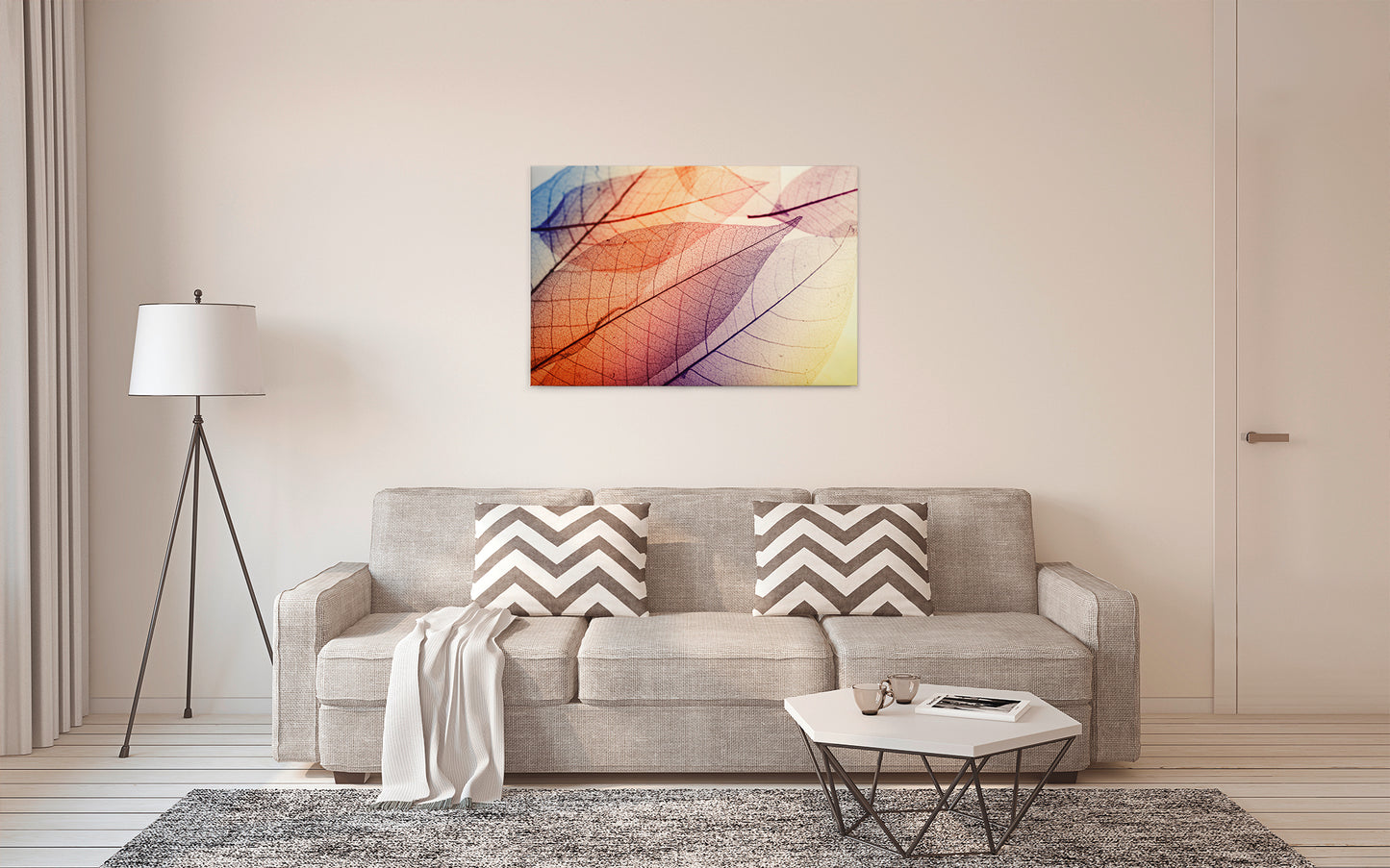 Blätter Leinwandbild Orange 90x60 DD120272 Keilrahmen Wandbild Natur Gelb