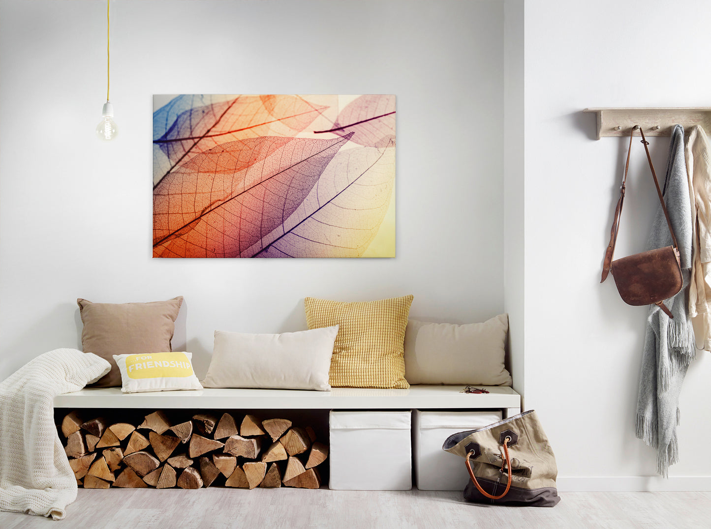 Blätter Leinwandbild Orange 90x60 DD120272 Keilrahmen Wandbild Natur Gelb