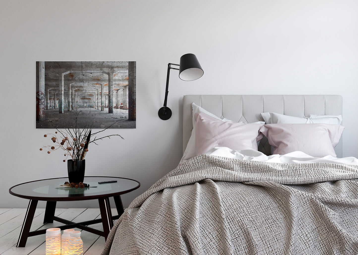 Leinwandbild Lagerhalle Grau 90x60 DD120274 Keilrahmenbild Wandbild Modern