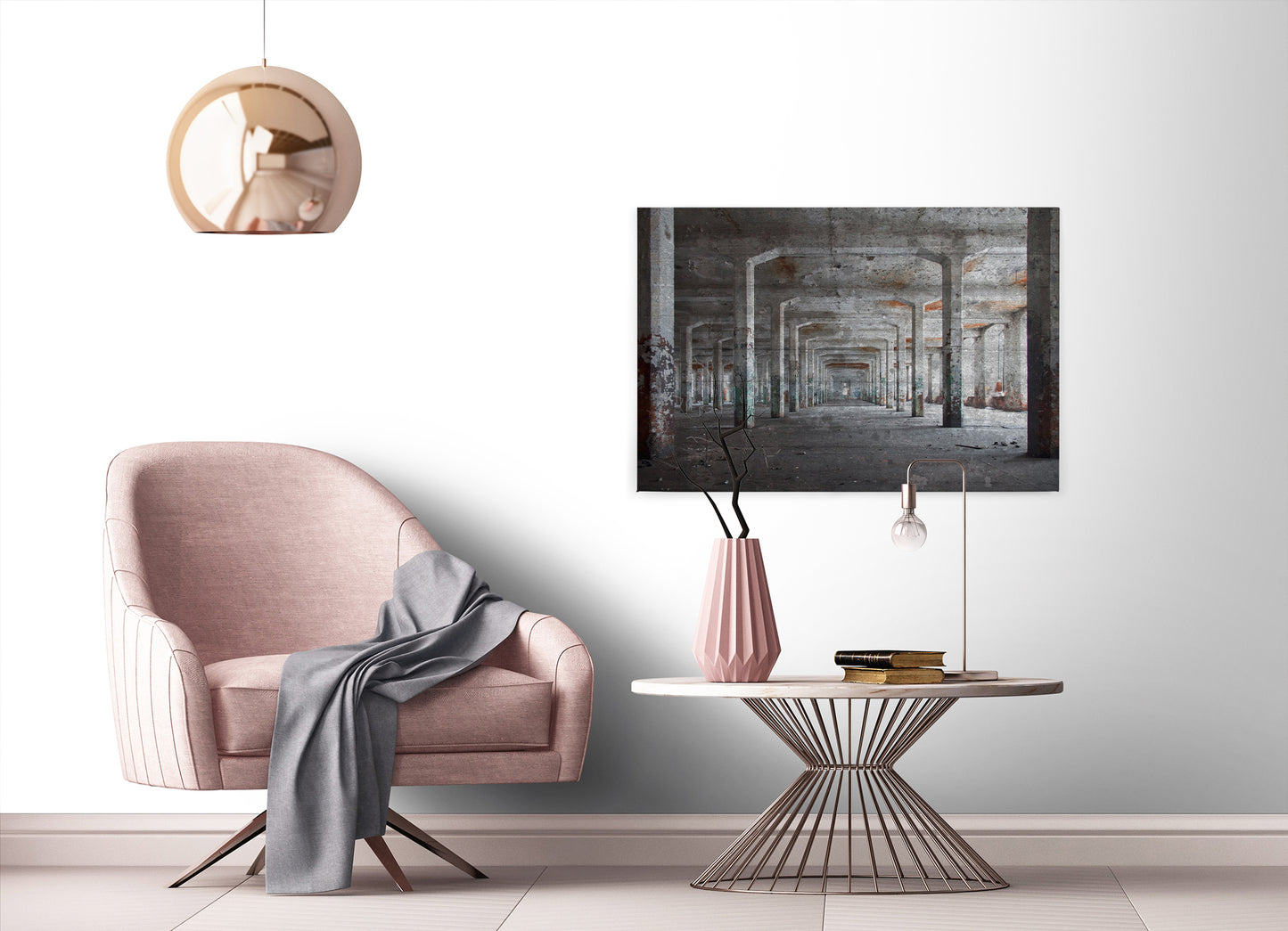 Leinwandbild Lagerhalle Grau 90x60 DD120274 Keilrahmenbild Wandbild Modern