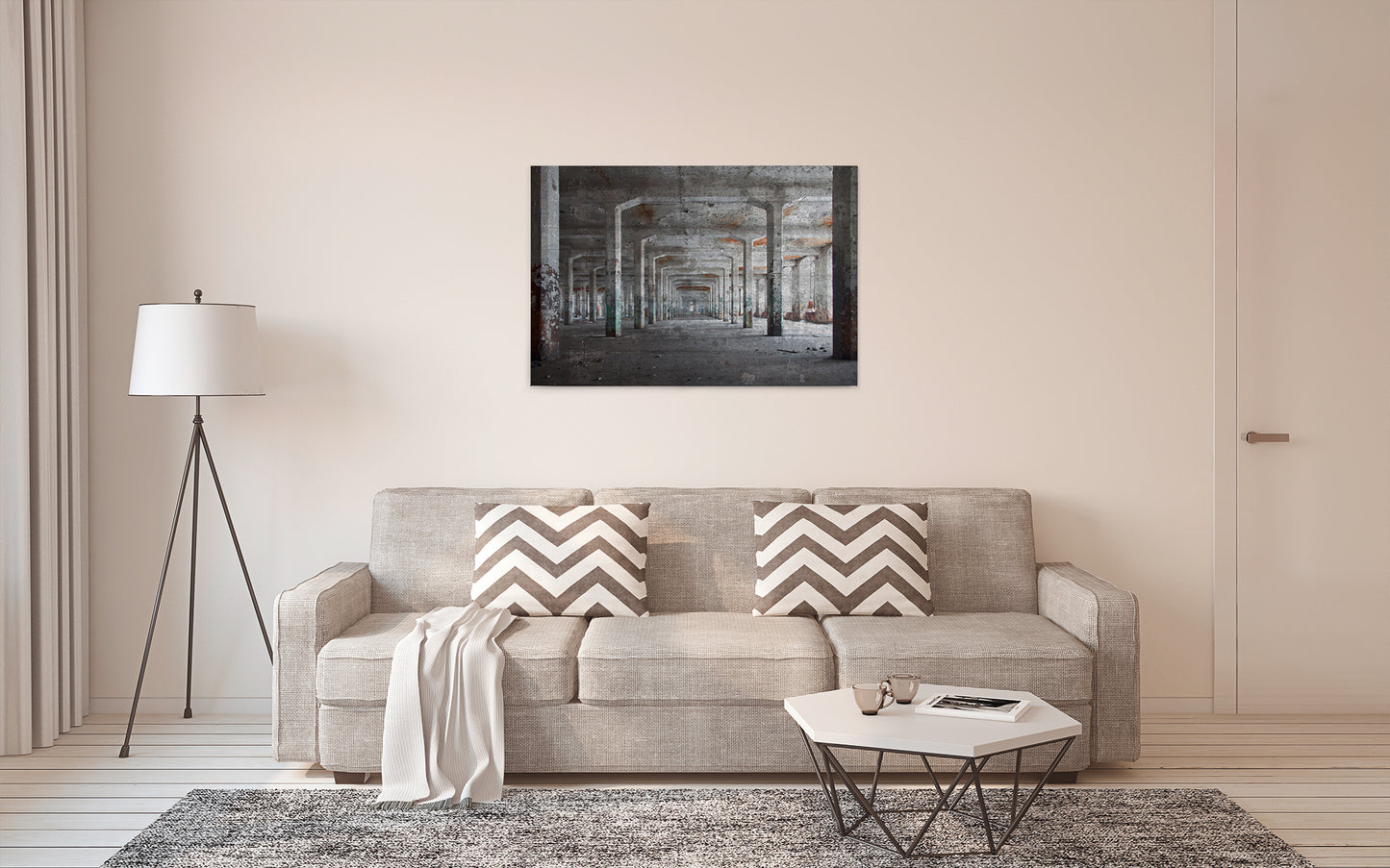 Leinwandbild Lagerhalle Grau 90x60 DD120274 Keilrahmenbild Wandbild Modern
