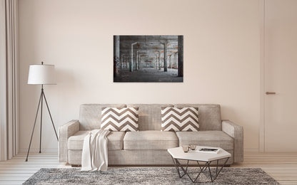 Leinwandbild Lagerhalle Grau 90x60 DD120274 Keilrahmenbild Wandbild Modern