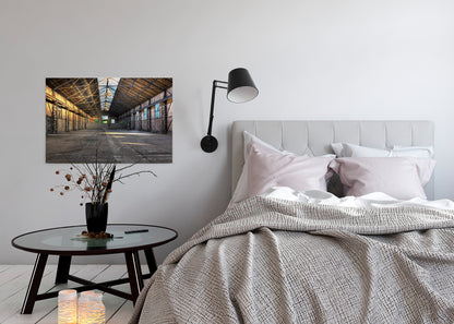 Alte Lagerhalle Leinwandbild Grau 90x60 DD120275 Keilrahmen Wandbild Modern