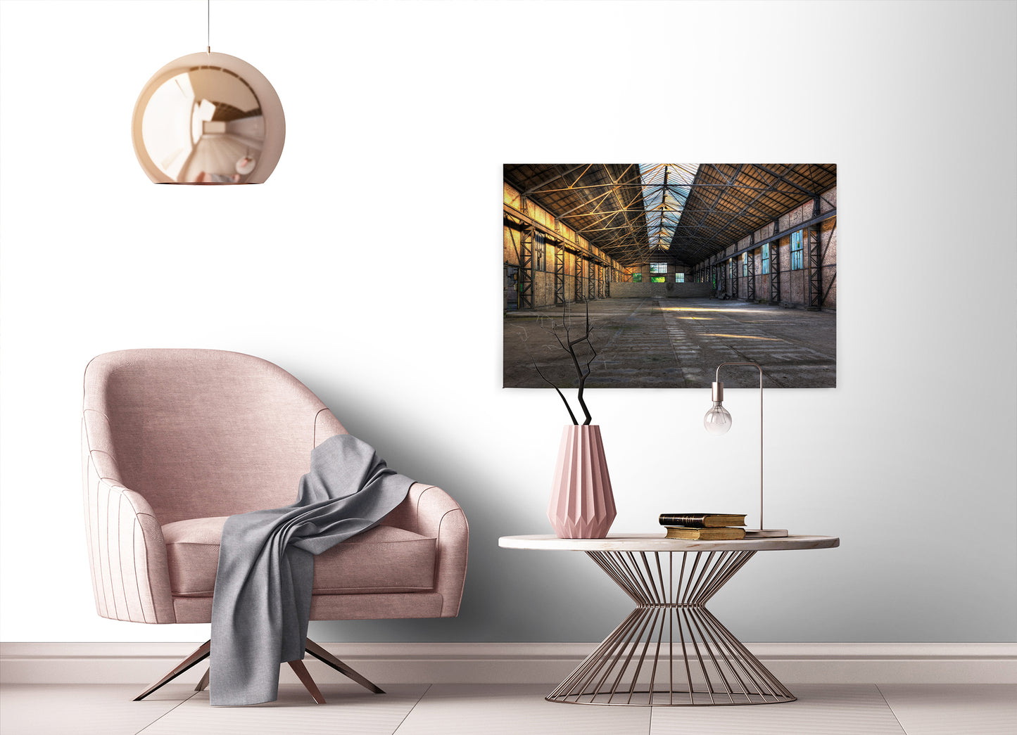 Alte Lagerhalle Leinwandbild Grau 90x60 DD120275 Keilrahmen Wandbild Modern