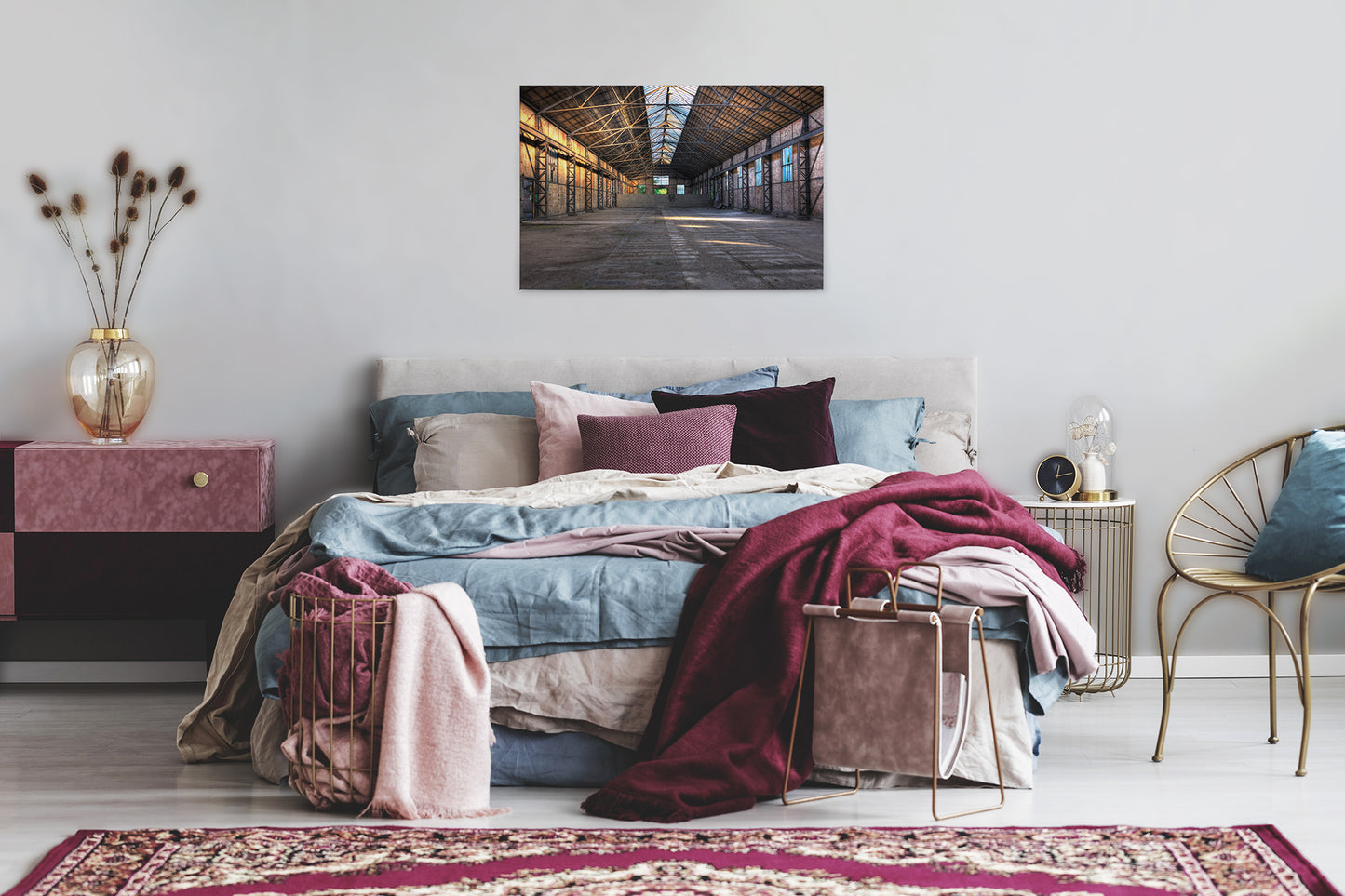 Alte Lagerhalle Leinwandbild Grau 90x60 DD120275 Keilrahmen Wandbild Modern