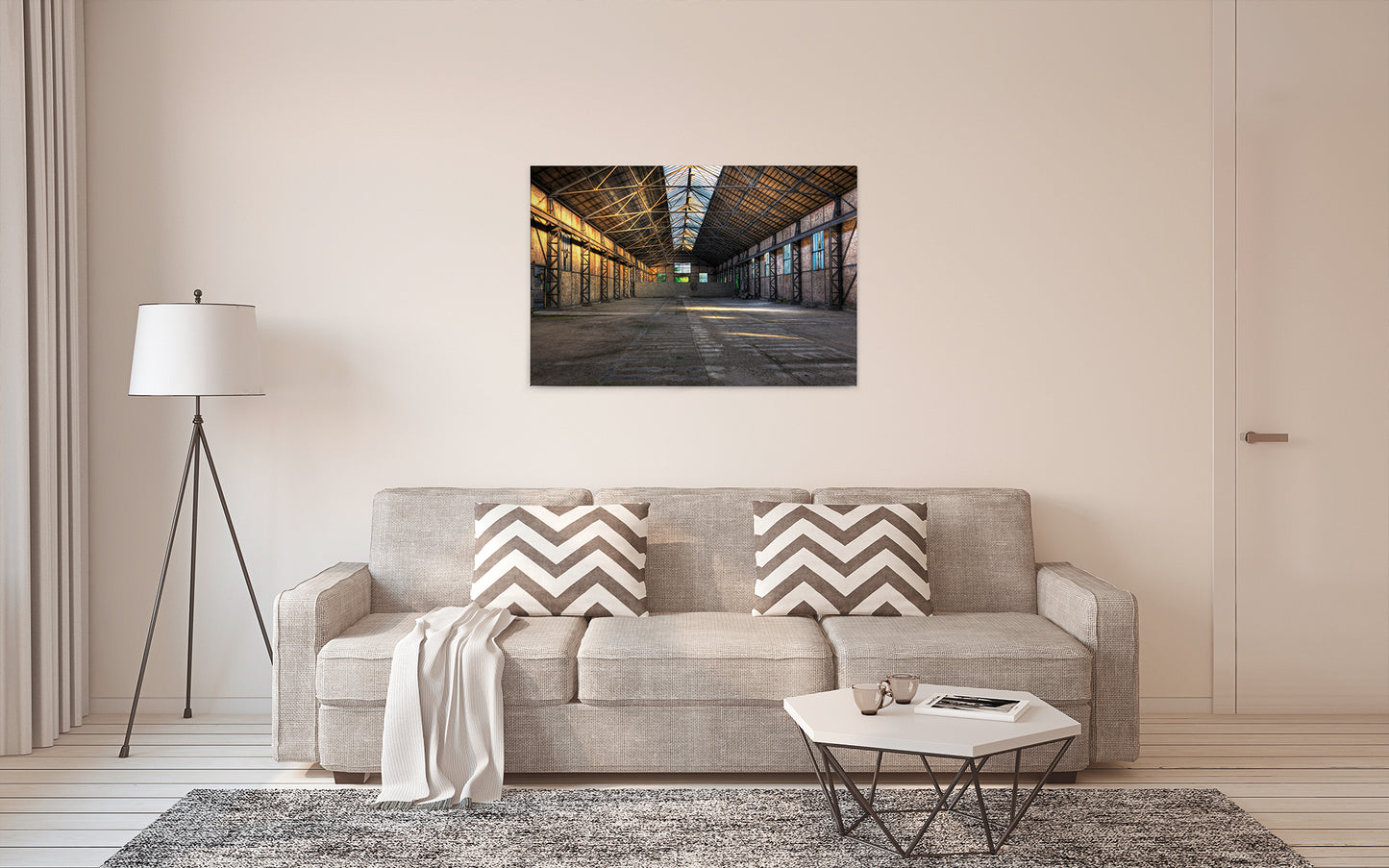 Alte Lagerhalle Leinwandbild Grau 90x60 DD120275 Keilrahmen Wandbild Modern