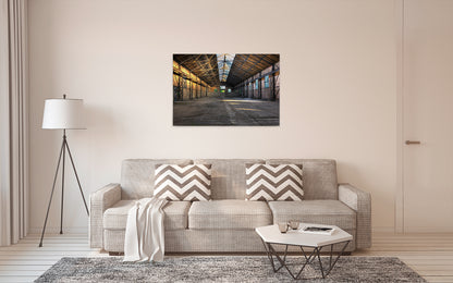 Alte Lagerhalle Leinwandbild Grau 90x60 DD120275 Keilrahmen Wandbild Modern