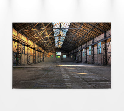Alte Lagerhalle Leinwandbild Grau 90x60 DD120275 Keilrahmen Wandbild Modern