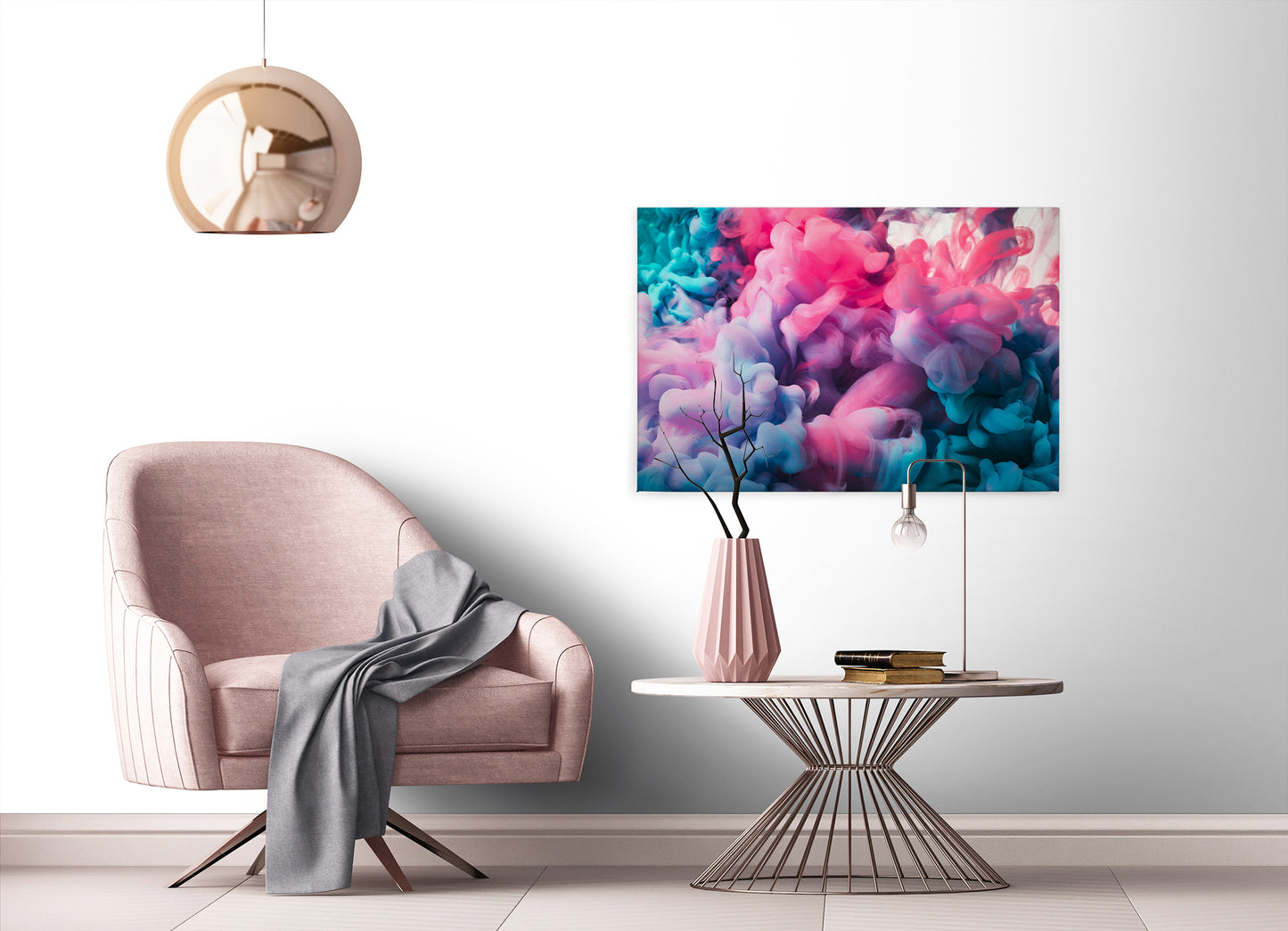 Abstrakte Kunst Leinwandbild 90x60 DD120280 Wandbild Leinwand Rauchwolke Bunt