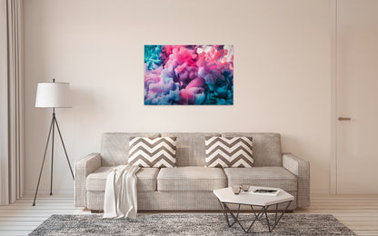 Abstrakte Kunst Leinwandbild 90x60 DD120280 Wandbild Leinwand Rauchwolke Bunt