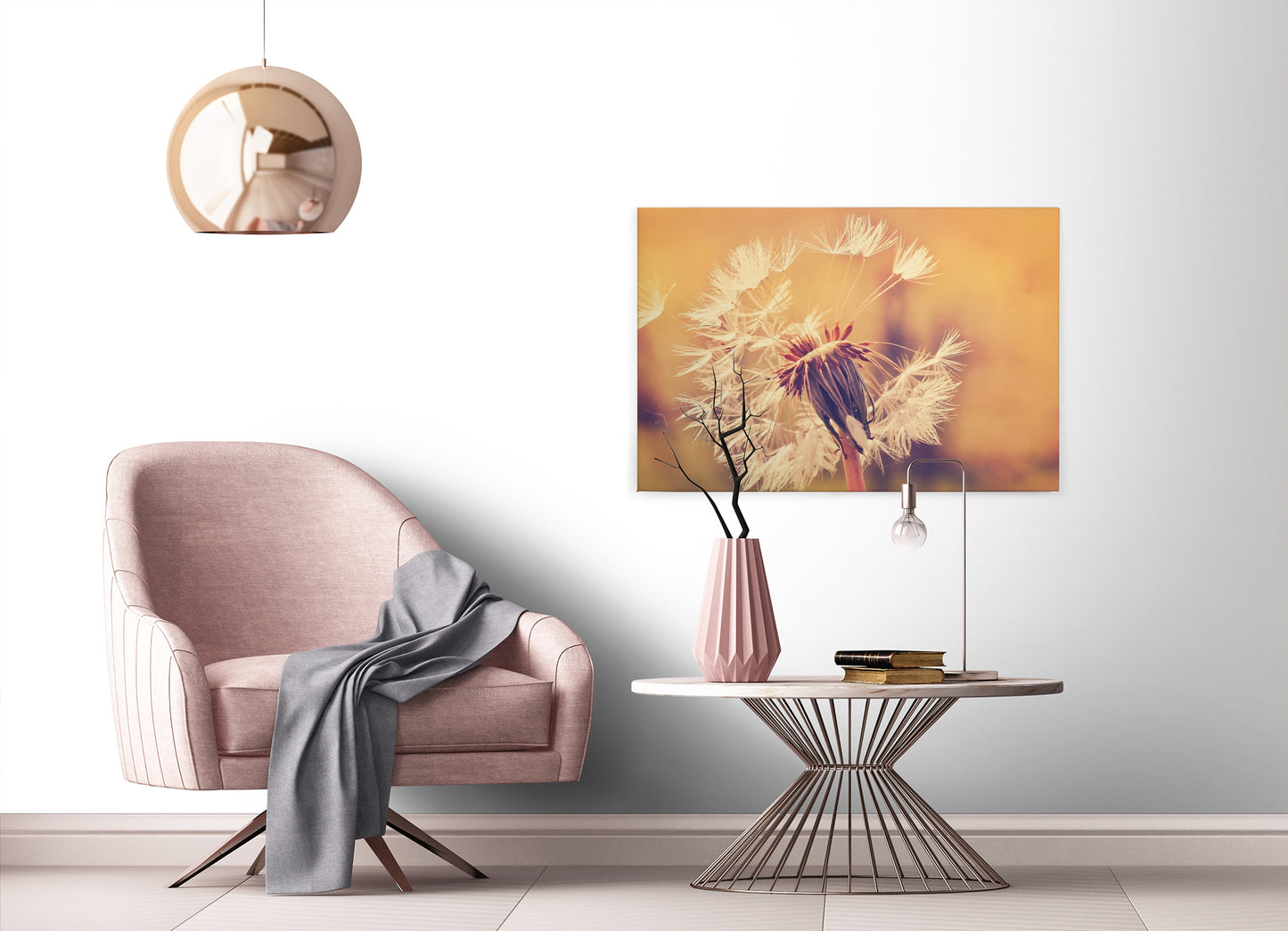 Löwenzahn Leinwandbild 90x60 DD120286 Keilrahmen Wandbild Orange Gelb Leinwand