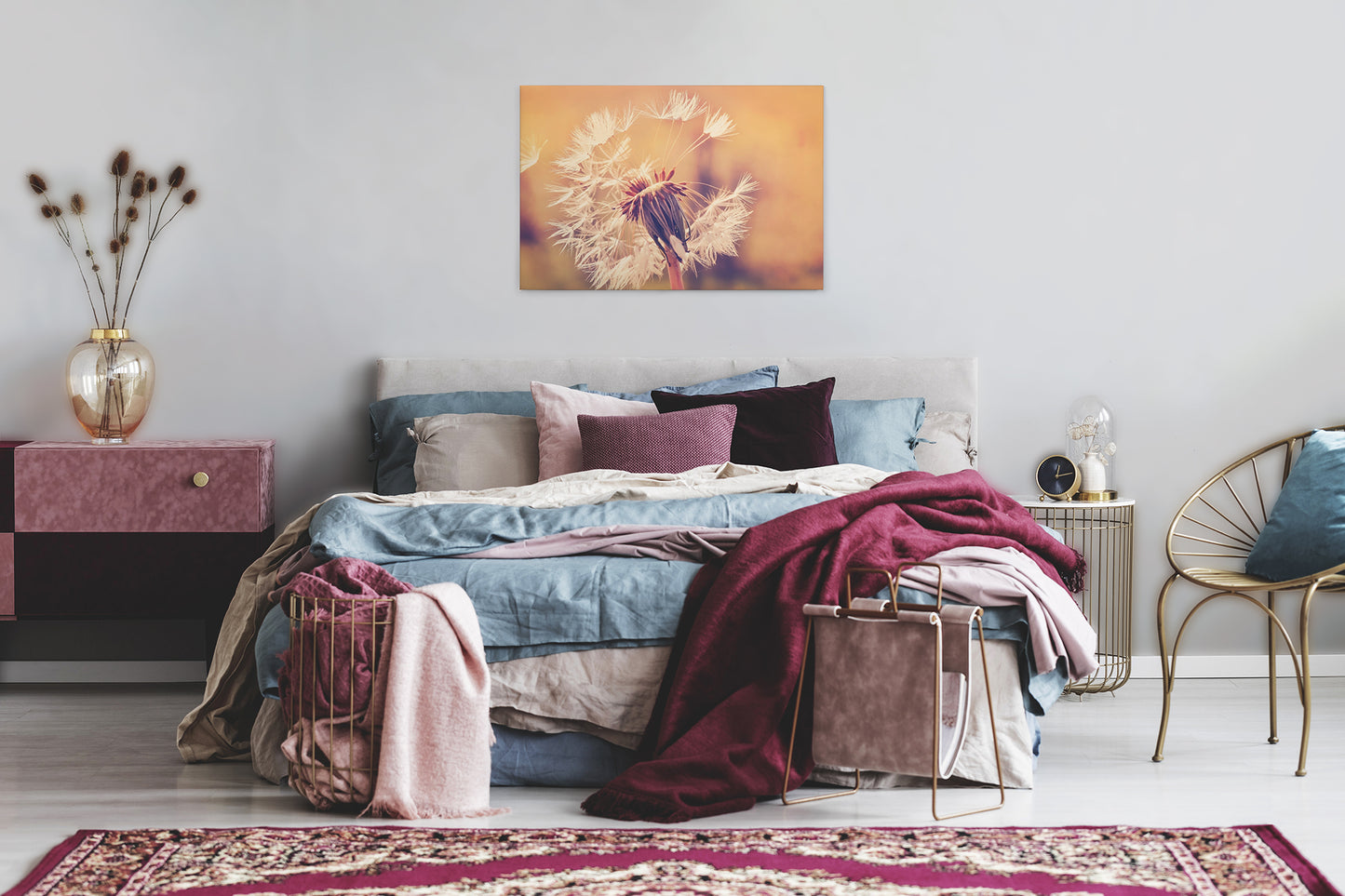 Löwenzahn Leinwandbild 90x60 DD120286 Keilrahmen Wandbild Orange Gelb Leinwand
