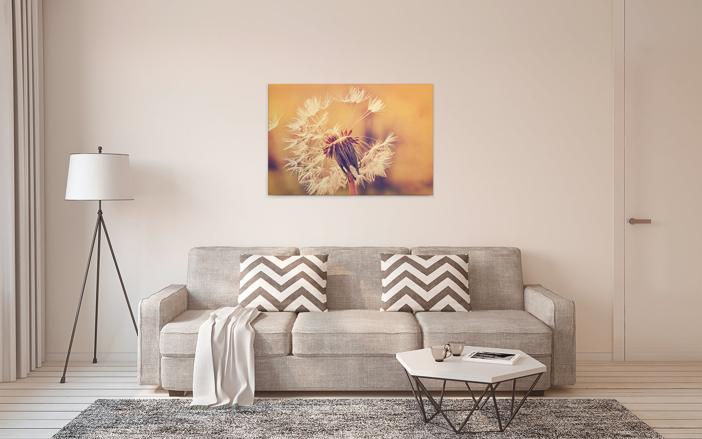 Löwenzahn Leinwandbild 90x60 DD120286 Keilrahmen Wandbild Orange Gelb Leinwand